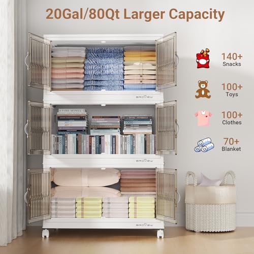 BROVIEW 240Qt Stackable Storage Bins with Lid for Home Dorm, 3Pack White - Image 5