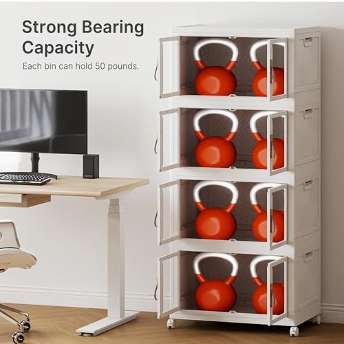 736QT Stackable Storage Bins with Lids, 184Gal Foldable Storage Cabinets - Image 4