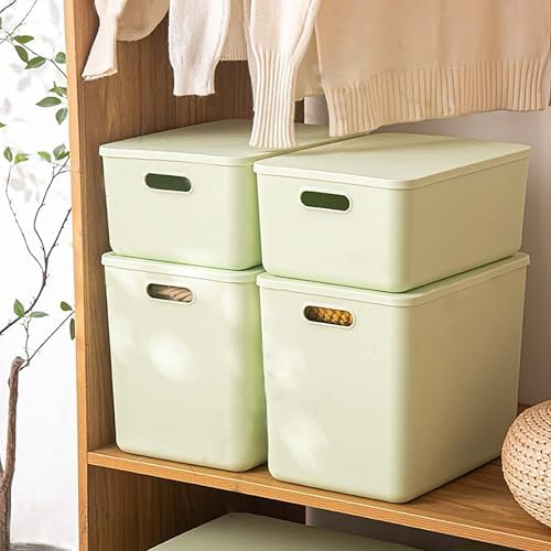 4 pack large plastic White storage bins with Lids, Toy Box Chest with Handle，Organizer Containers Baskets for Baby,Nursery，Shelves，Playroom, Bedroom，Office,Closet，home (Light Green, 4M) - Image 4