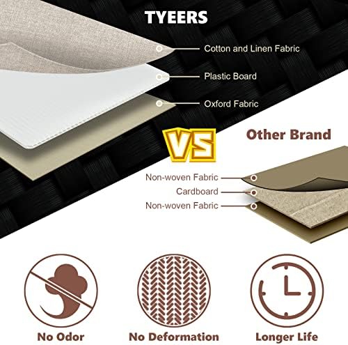 TYEERS Extra Large Collapsible Storage Bins with Lids and Compartments, Washable, Fabric Storage Boxes, 21.7x13x11.8 inches, 3 Pack, Beige - Image 4