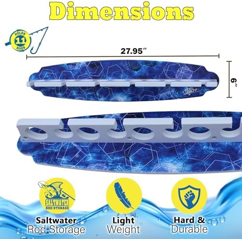 Rush Creek Creations Reel Salty Waterproof Offshore/Inshore Fishing Rod Holder for 11 Saltwater Poles + Gear & Accessories Perfect for Garage & Wall Storage - Image 3