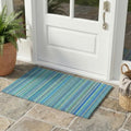 Fab Habitat Striped Non Slip Doormat - Durable, Thin - Recycled Plastic - Entryway, Front Door, Porch, Patio - Cancun Turquoise/Moss Green (24" x 36" Non-Slip) by FabHabitat