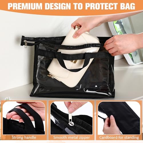 Chumia 20 Pack Clear Dust Cover Handbag Storage Organizer 3 Size, Black - Image 3