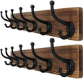WEBI Rustic Coat Rack Wall Mount,24" Long 6 Cast Iron Coat Hooks Wall Mounted,Heavy Duty Wood Wall Coat Hanger Hooks for Hanging Coats,Jacket,Clothes,Backpack,Farmhouse,Brown,2 Packs by WEBI