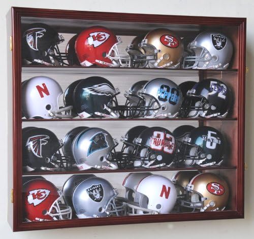 sfDisplay.com,LLC. 16 Riddell Mini Helmet Display Case Cabinet Wall Rack w/UV Protection & Mirror Back - Image 4