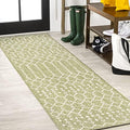 Eyely Moroccan Woven Runner Rug 2X10 Lt Green/Cream, Indoor Outdoor Rug by eyely