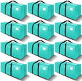 VELVETSURE 12 Pack Heavy Duty Large Moving Bags W/Backpack Straps - Strong Handles & Zippers, Storage Totes For Space Saving, Fold Flat, Alternative to Moving Box and Storage Bin, Aquamarine by VELVETSURE