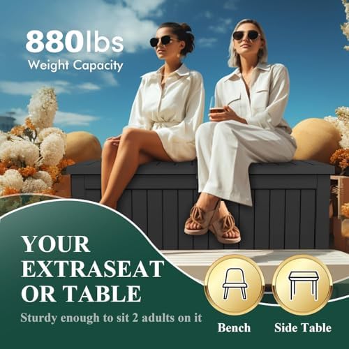 Vixzen 280 Gallon Deck Boxes Outdoor Waterproof, Lockable Storage Box for Patio Cushions Storage Furniture, Garden Tools, Pool Supplies, Weatherproof and UV Resistant (Black, 280 Gallon) - Image 5