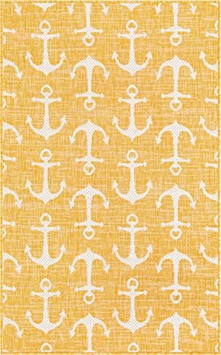 Unique Loom Outdoor Coastal Collection Area Rug - Ahoy (3' 3" x 5' 3" Rectangle, Yellow) - Image 3