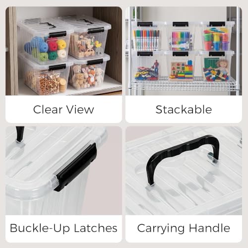 Citylife 7 Qt Clear Plastic Storage Bins with Lids and Handle Small 6 Pack - Image 5