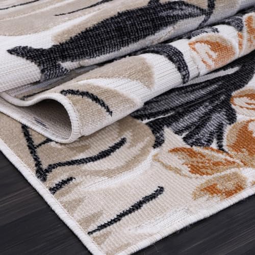 Luul Home Floral Indoor Outdoor Runner Rugs 2x7 Entryway Rug, Kitchen, Hallway Rug Washable Stain Resistant Outside Carpet Yellow 2 x 7 - Image 4
