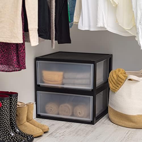 IRIS USA 2-Pack, 47 Qt. Extra Large Stacking Drawer Organizer, Black - Image 2
