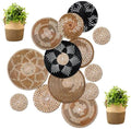 Xuhal 15 Pcs Boho Wall Basket Decor Handcrafted Seagrass Woven Wall Basket Rustic Round Woven Hanging Art for Home Farmhouse Kitchen Table Living Room (Dark Colors Style) by Xuhal
