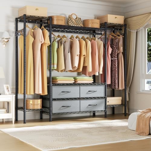 Golpart Heavy Duty Clothes Rack Metal Wardrobe with Adjustable Wire Shelves - Image 6