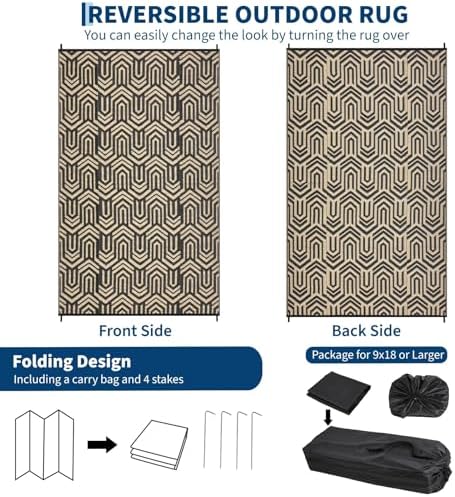 GAOMON Outdoor Rug 9x12 ft Waterproof Reversible Patio Rug - Image 2