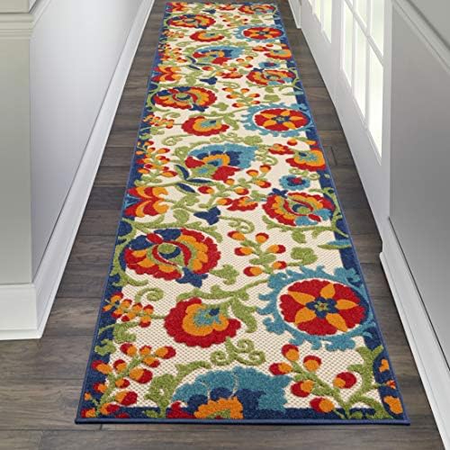 Nourison Home Aloha Multicolor 2'3" x 12' Area Rug - Easy Clean, Non Shedding, Bed Room, Living Room, Dining Room, Kitchen (12' Runner) by NourisonHome