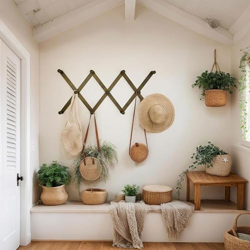 SKOLOO Hat Rack for Wall with 11 Hooks, 24 inch Solid Wooden, Modern, Huge Coat Rack Wall Mount for Coats, Hats, Bags, Cowboy Caps, Baseball Caps, Dark Walnut Color - Image 6