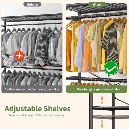 Raybee Clothes Rack with Cover, Rolling Portable Closet with Wheels, 308LBS - Image 4