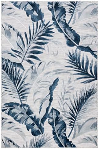 SAFAVIEH Washable Rug Outdoor Cabana Collection - 4' x 6', Grey & Navy, Non-Shedding & Easy to Clean, Ideal for Patio, Backyard, Mudroom (CBN452N) - Image 3