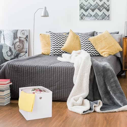 Relaxdays Storage Box Set of 4, Foldable Shelf Baskets, HBD: 30x30x30 cm - Image 5