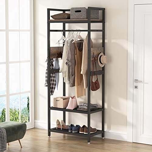 Tribesigns Small Heavy Duty Clothes Rack Set of 10 with Shelf and Hanging Rod, Freestanding Closet Organizer, Industrial Hall Tree Garments Rack for Small Space,Bedroom,27'' W X 69'' H, 10 pcs - Image 2