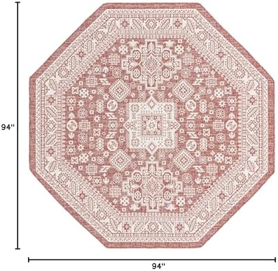Rugs.com - Outdoor Aztec Rug – 8 Ft Octagon Rust Red Indoor/Outdoor Rug – Weather Resistant for Patios, Decks, and Porches - Image 2