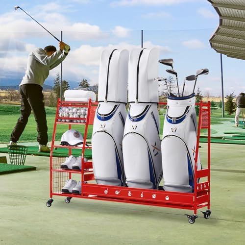 Lauren&Harold Golf Bag Organizer Garage Storage, Golf Storage Rack Stand Fits 2 Golf Bags, Golf Clubs and Other Golfing Equipment Accessories, Golf Organizer for Garage, Club, Shed, Basement - Image 5