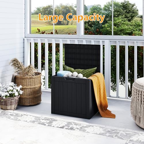 35 Gallon deck box Outdoor Cushion Storage Waterproof, Outdoor Storage Box with Lockable Lid & UV-Resistant for Patio Furniture, Outdoor Cushions, Garden Tools and Pool Supplies, Black - Image 4