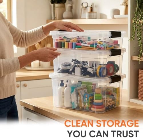 Superio 6.6 Quart Clear Plastic Storage Boxes with Lids, Stackable Organizer Containers, BPA-Free Storage Bins for Home, Office, School & Dorm, 3 Pack - Image 7