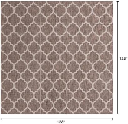 Unique Loom Outdoor Trellis Collection Area Rug - Trellis (Square 10' 8" x 10' 8", Brown/ Ivory) - Image 2