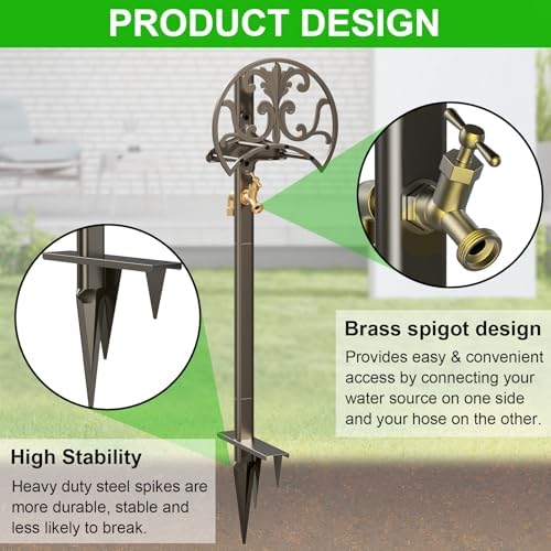 GOFORWILD Hose Stand with Brass Faucet, Holds 150 ft 5/8-in Hose - Image 3
