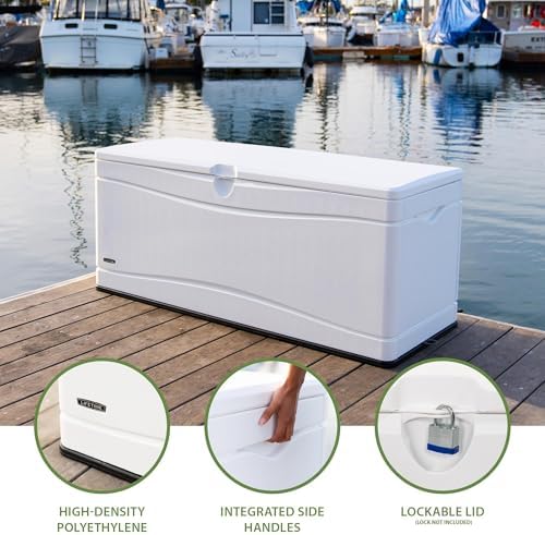 LIFETIME Outdoor Storage Deck Box, 130 Gallon, Arctic White, Lockable, UV-Protected, for Decks and Marine Docks - Image 2