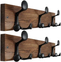 WEBI Coat Rack Wall Mount,17" Solid Wood Coat Hooks Wall Mounted Coat Hanger,16" Hole to Hole,Heavy Duty Hook Rack,3 Triple Hooks for Hanging Coats,Jacket,Hat,Backpack,Farmhouse,Brown,2 Packs by WEBI