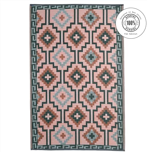 Fab Habitat Outdoor Rug - Waterproof, Fade Resistant, Crease-Free, Reversible - Premium Recycled Plastic - Vintage Boho Kilim - Large Patio, Deck, Sunroom, Camping, RV - Lhasa - Green - 8 x10 ft - Image 3