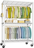 FUTASSI Rolling Clothes Rack, Clothing Racks for Hanging Clothes, White by FUTASSI