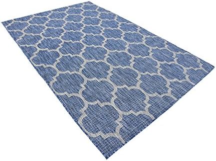 Unique Loom Outdoor Trellis Collection Area Rug (5' 3" x 8' Rectangle, Navy Blue/ Ivory) - Image 5