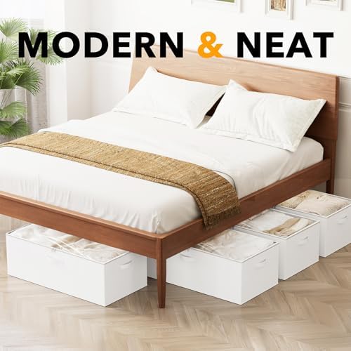 SpaceAid 4 Pack 10" High Under Bed Storage Containers, Large Underbed Storage Organizer Bins with Lids for Bedroom, Dorm, Clothes, Closet Organization, Bed Sheets and Blankets (White) - Image 5