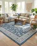 Rugs.com - Outdoor Aztec Rug – 10 Ft Square Blue Indoor/Outdoor Rug – Weather Resistant, Washable, Perfect for Patios and Decks by Rugscom