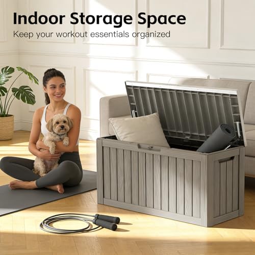 Mars Villa Deck Box, Outdoor Storage Box Waterproof, 80 Gallon, Grey - Image 7