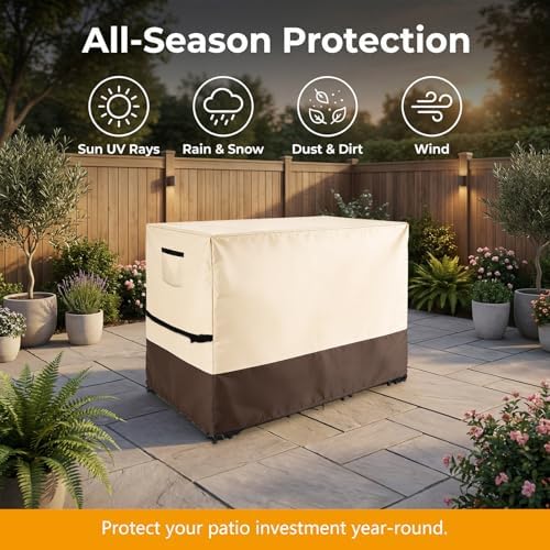 Outdoor Bar Height Dining Set Cover,76"L x 34"W x 42"H,Beige&Brown - Image 3