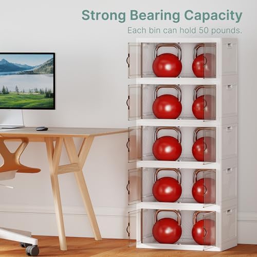 UAMFURI 240QT Lockable Plastic Storage Bins, 5 Pack Collapsible Cabinets - Image 6