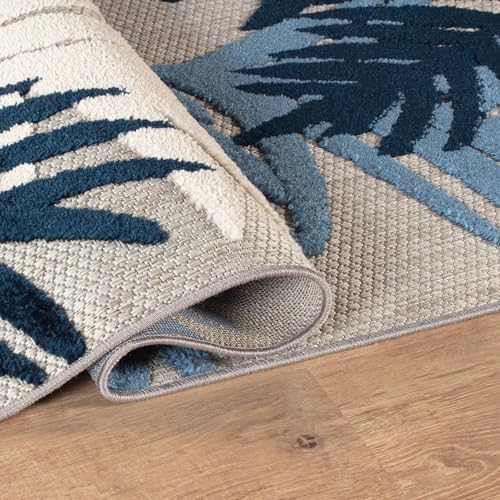 Rugshop Lucca Indoor/Outdoor Contemporary Floral Area Rug Navy 8'8" x 12' - Image 5