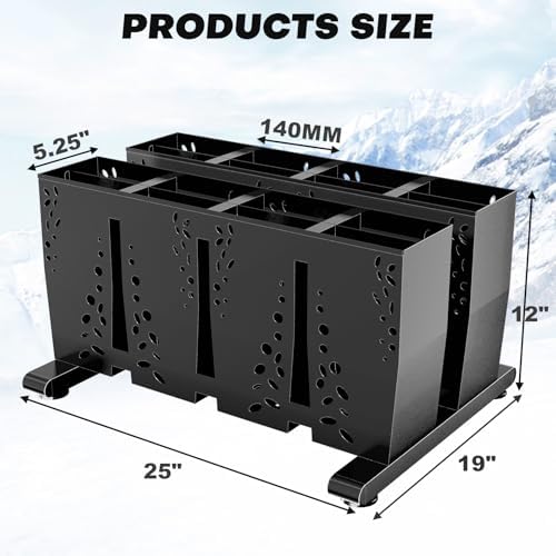 TOCRETOARE Ski Storage Rack for Garage, 8 Pair Heavy Duty Steel Freestanding Ski Storage Organizer, Indoor Ski Holder Racks for Home and Garage Storage - Image 2