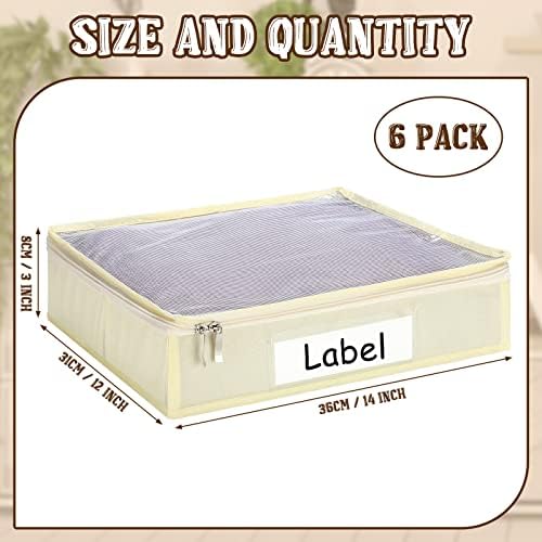 Panelee 6 Pcs 14x12x3'' Sweater Storage Bag with Easy Gliding Zipper, Beige - Image 2