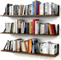 Forbena Floating Book Shelves for Wall Set of 3, 36 Inches Long Wall Bookshelf for Bedroom, Large Wood Heavy Duty Hanging Bookshelves for Books, Living Room Decor, Closet Storage (Rustic Brown) by Forbena