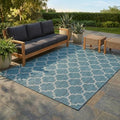 Unique Loom Outdoor Trellis Collection Area Rug (7' 1" x 10' Rectangle, Teal/ Gray) by UniqueLoom