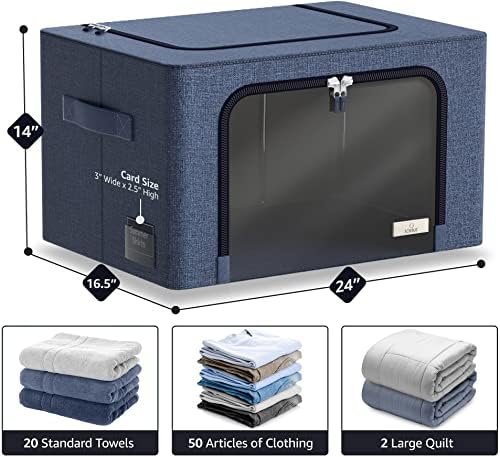 Sorbus Jumbo Clothing Storage Bins with Clear Window (2 Pack, Blue) - Image 2