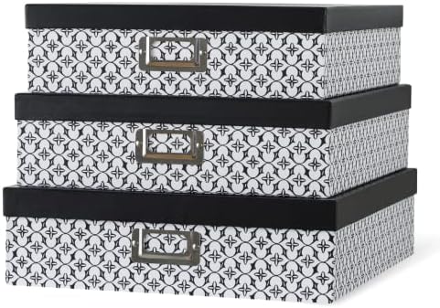 Soul & Lane - Black and White Jumbo Scrapbook Storage Boxes, Set of 3 by SoulLane