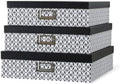 Soul & Lane - Black and White Jumbo Scrapbook Storage Boxes, Set of 3 by SoulLane