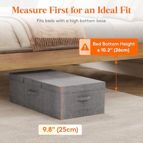 Lifewit 80L Under Bed Storage Containers, 9.8 Inch Tall Underbed Clothes Storage Organizer Bin with Sturdy Sidewalls, Bottom, 3 Lids, Deep Storage Drawer for Clothes, Shoes, Blankets, Pillows 3 Pack - Image 2
